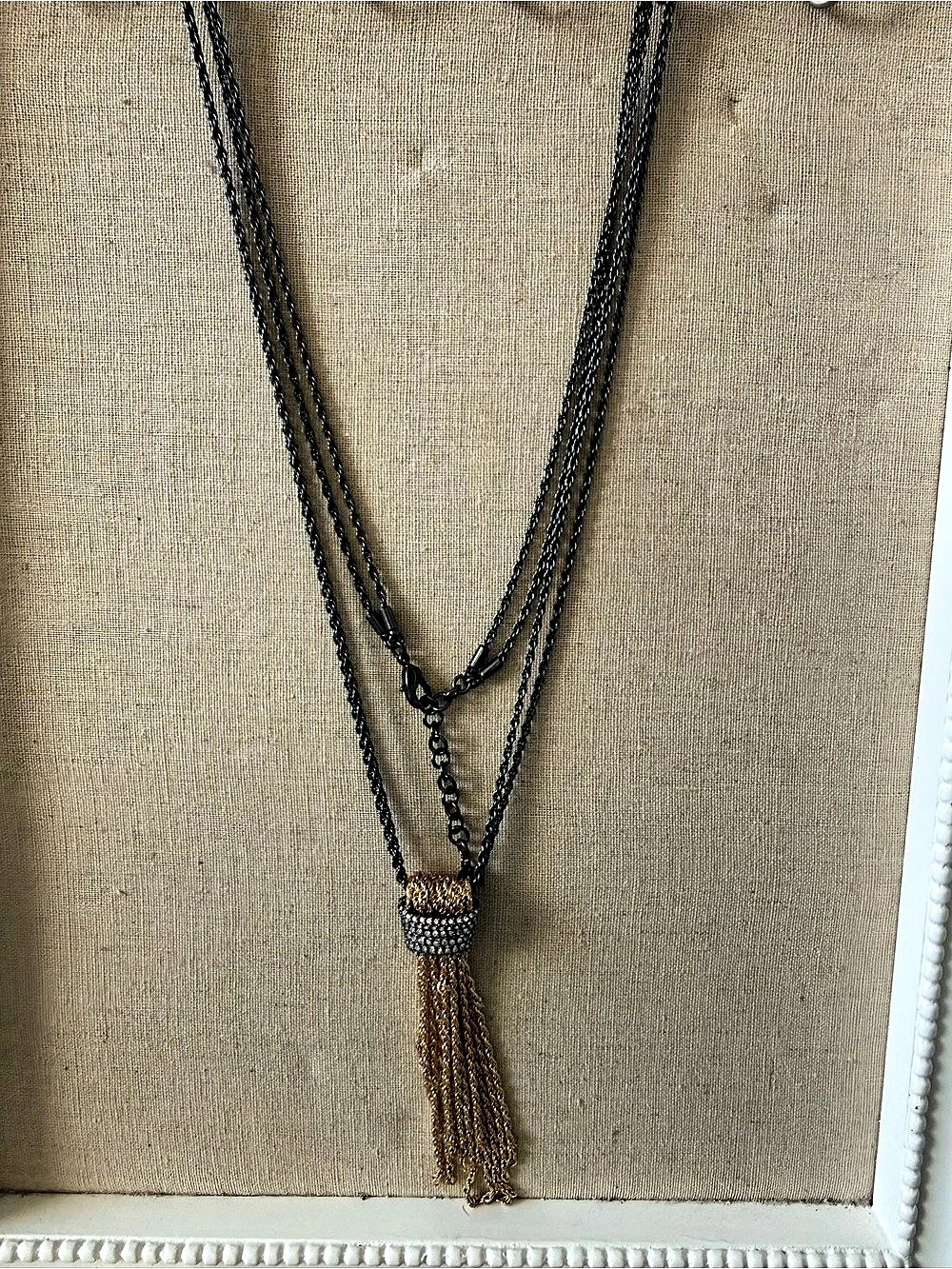 Stella & Dot Bianca Tassel Necklace Black & Gold